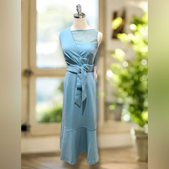 JS Collections JOANNA BOW TEA LENGTH Midi DRESS Gown - Picture 5 of 16